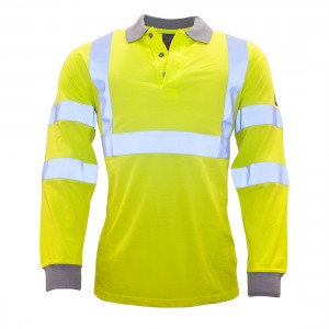 Vlamvertragend Antistatisch Hi-Vis Poloshirt met lange mouw